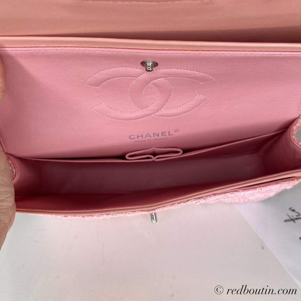 ❤️Sold Chanel Classic Pink Tweed Double Flap Bag s - Picture 5 of 8